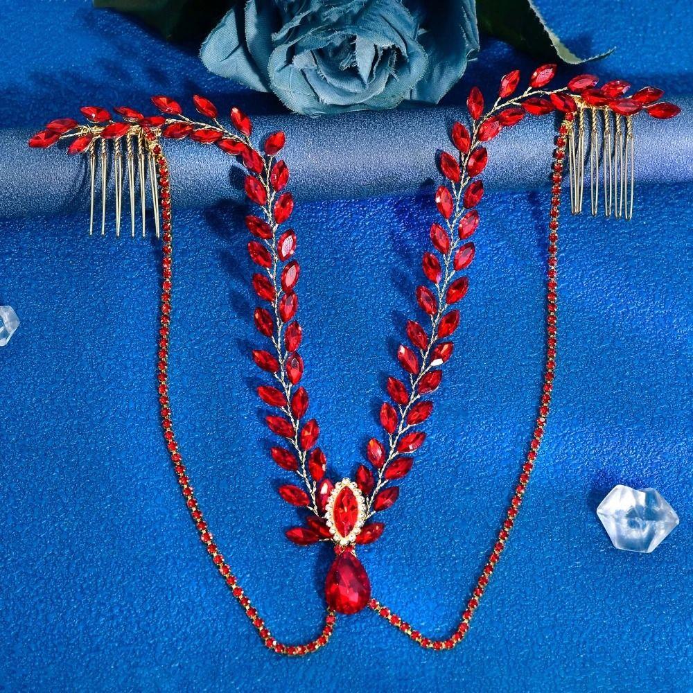 Shining Bride Forehead Head Chain Rhinestone Pageant Tiara Wedding Rhinestone Headband  Woman