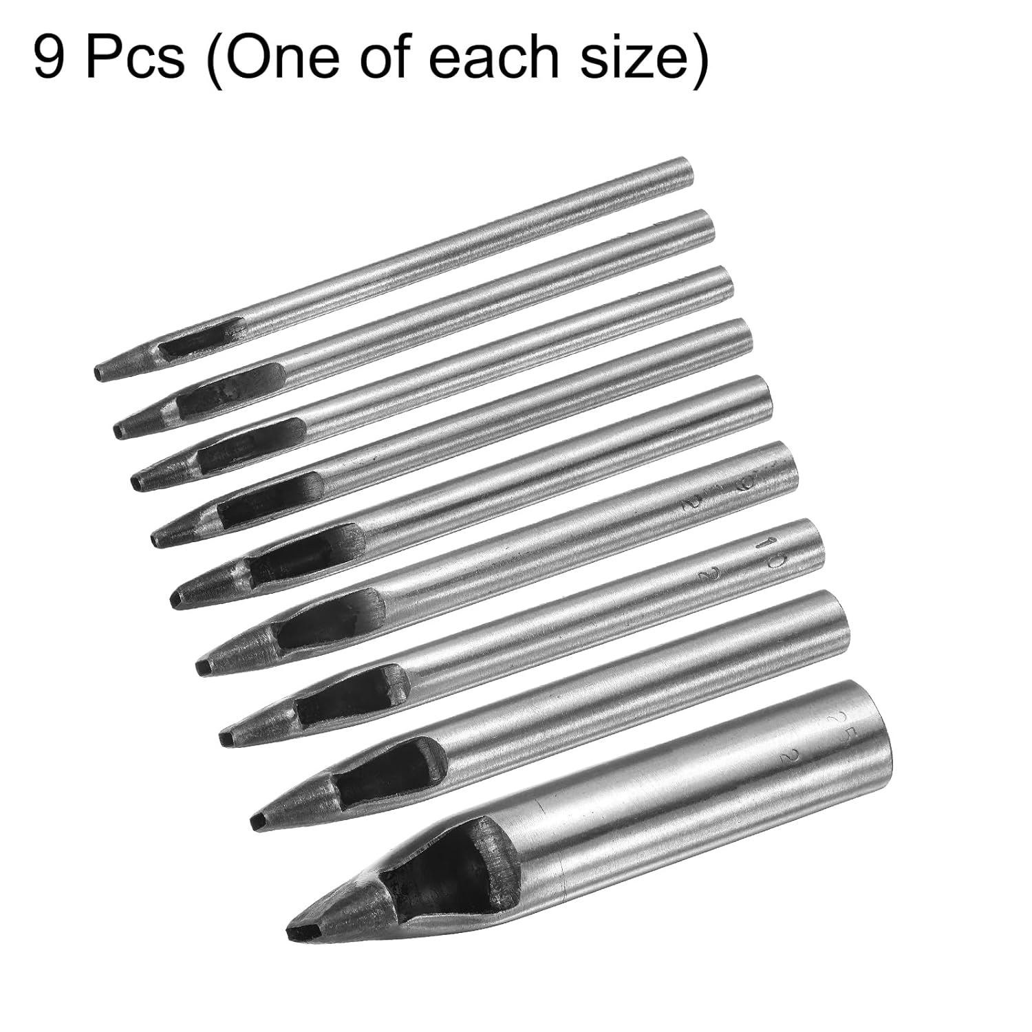HARFINGTON 9pcs Oval Hole Punch Set 2mm Leather Hollow Cutter Kit Oblong Punch Die Carbon Steel Leather Punch Tool for Canvas Strap Belt Watch Band