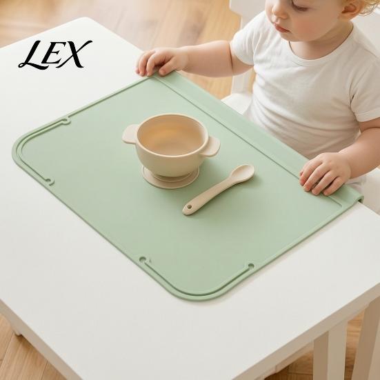 Easy Clean Dining Mat Silicone Placemat for Toddlers, Non-Slip Food Grade Baby Eating Mat, Toddler Table with Safety Edge, Foldable Multi-functional