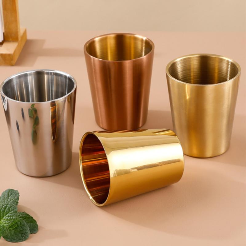 201Stainless Steel Cold Water Drinks Stackable Cup Double-Wall Beer Anti-Scalding Anti-Fall Cups Milk Mugsfor Kitchen Drinkware