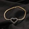 THE BLING KING 3mm Tennis Link Hollow Heart Anklet Iced Out Cubic Zirconia Adjustable Anklet Women's Luxury Gift Hiphop Jewelry