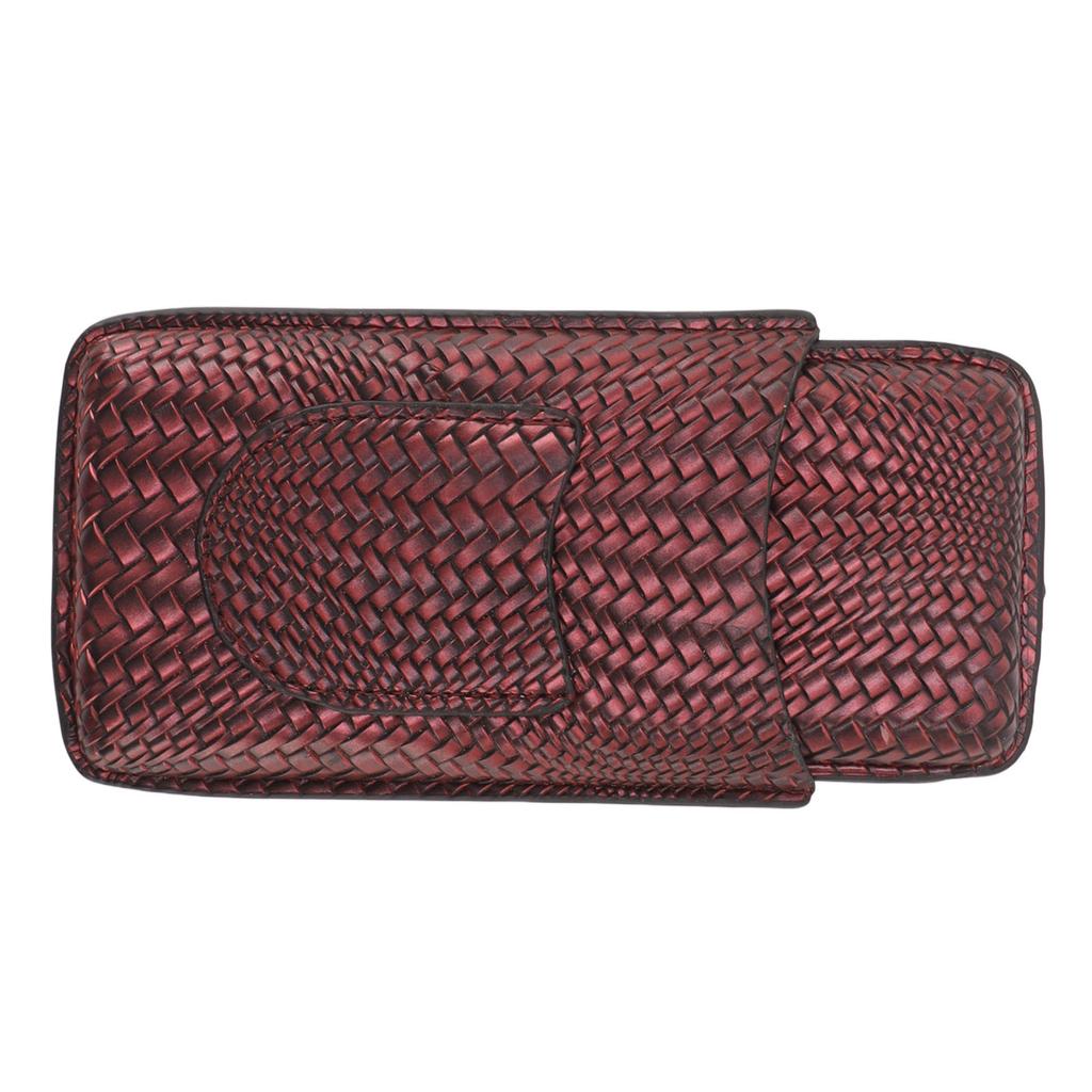 3 Finger Cigar Case Woven Pattern Portable Travel Leather Cigar Humidor Case Smoking Accessories