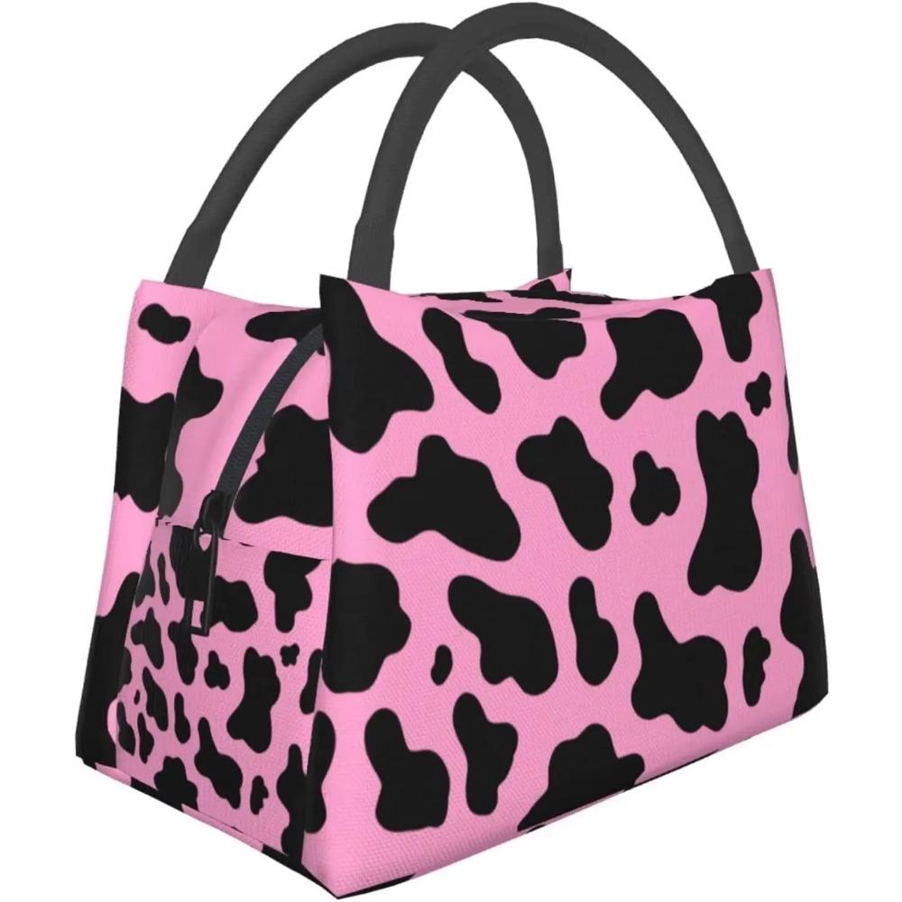 Cow Print Cute Lunch Bags Thermal Lunch Box Insulated Lunch Bag for Kids Girls Adults Cooler Containers Work