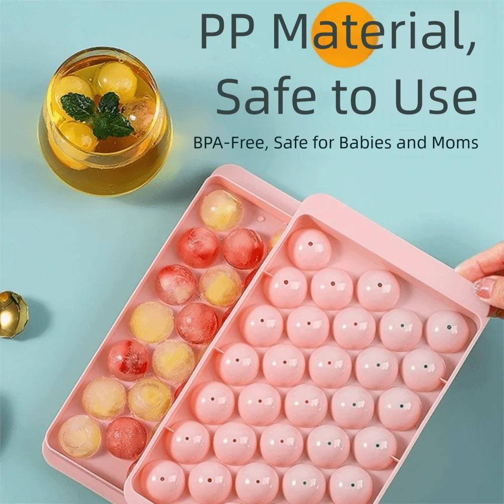 2 PCS Round Ice Balls Easy-Release Ice Cube Trays With Lid Stackable Sphere Ice Tray Ice Maker Molds Coffee