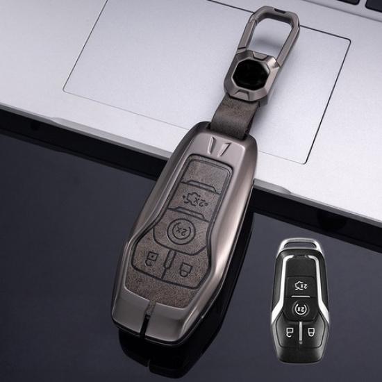 Zinc Alloy Leather Car Remote Key Fob Case Cover Holder For Lincoln MKC MKX MKZ