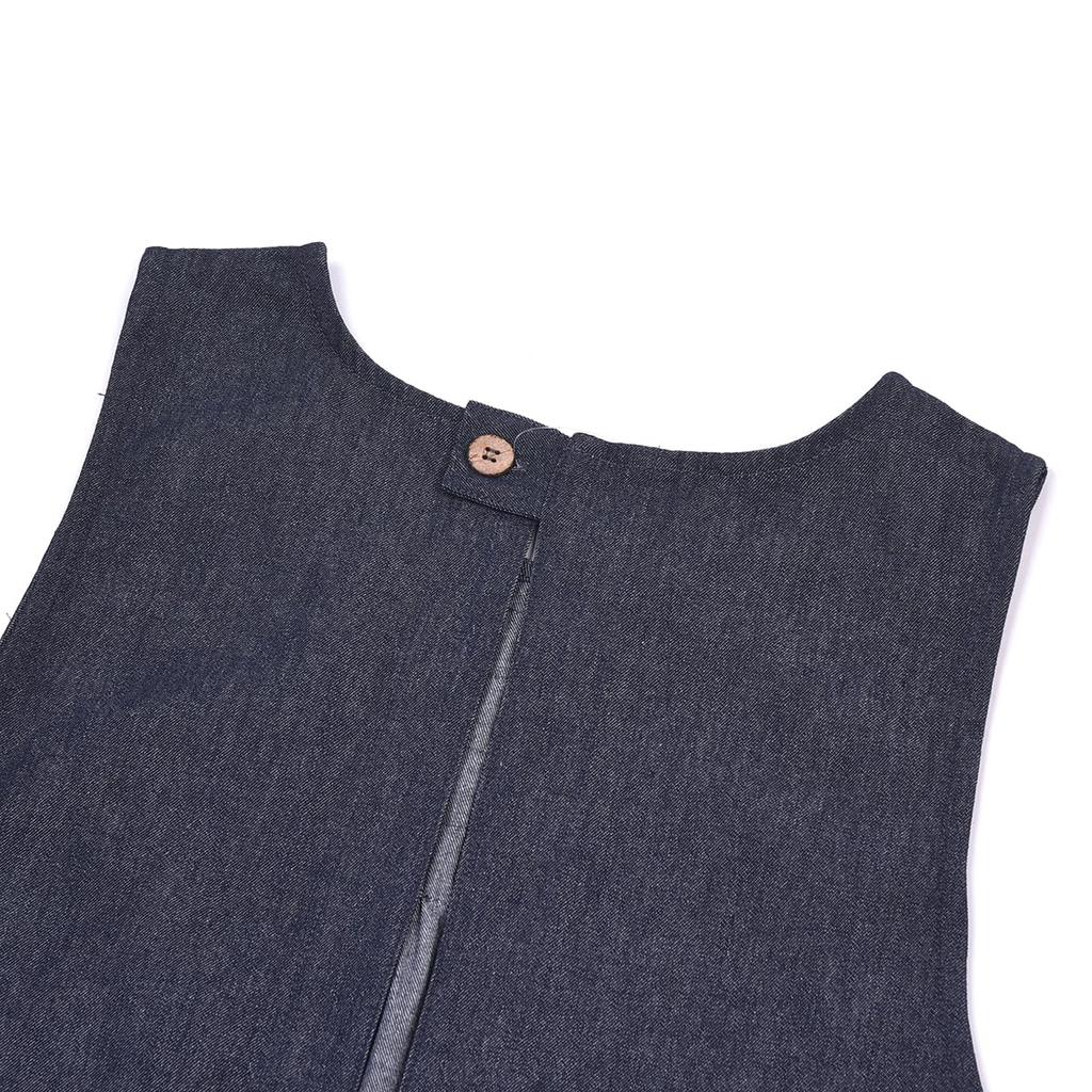 Apron Pin Tuck Apron Dark Blue [Kusuguru Japan] Denim-style K103-88 M-L