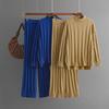 2026 Autumn Solid Color Half Turtleneck Split Sweater Twist Pants Sets Women Winter New Fashion Knitted Two-piece Sets for Women