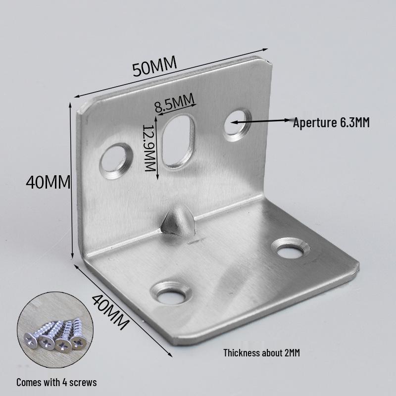 Thick Stainless Steel 90° Angle Bracket for Furniture Fastening
