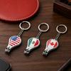 Football Match National Flag Nail Clippers, Stainless Steel Fingernail Cutter with Key Ring, 3-in-1 Bottle Opener Keychain, Soccer Fans