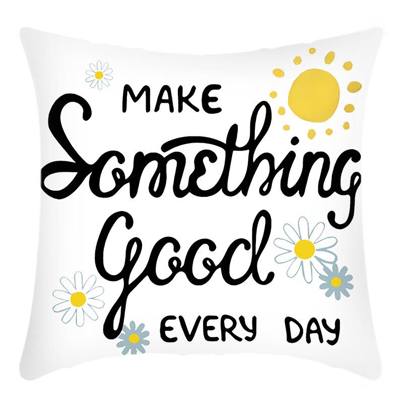 

Новая наволочка с зеленым растением, белая, с принтом маленьких маргариток и букв, для дома, дивана, наволочка для подушки 45 * 45Cm pillowcase