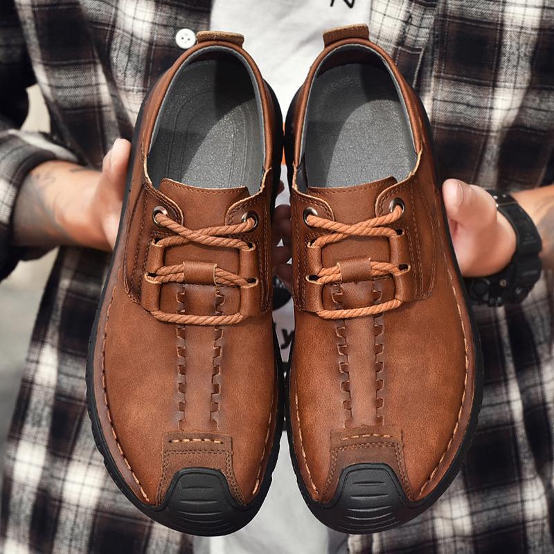 38-48 Large Size Leather Shoes Men's Microfiber Leather Soft Bottom Winter Men's Shoes Business Casual Leather Shoes