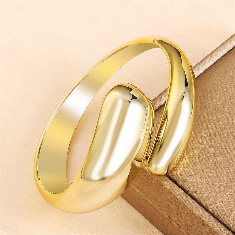 Exaggerated Geometric Wide Cuff Bangles for Women Men Punk Hip Hop Chunky Gold Silver Color Statement Bracelet Jewelry Gift