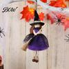Halloween Spooky Decor Witch Doll with Broom, Small Hanging Figurine Themed Gauze Skirt for Haunted House, Door Window Party Decoration