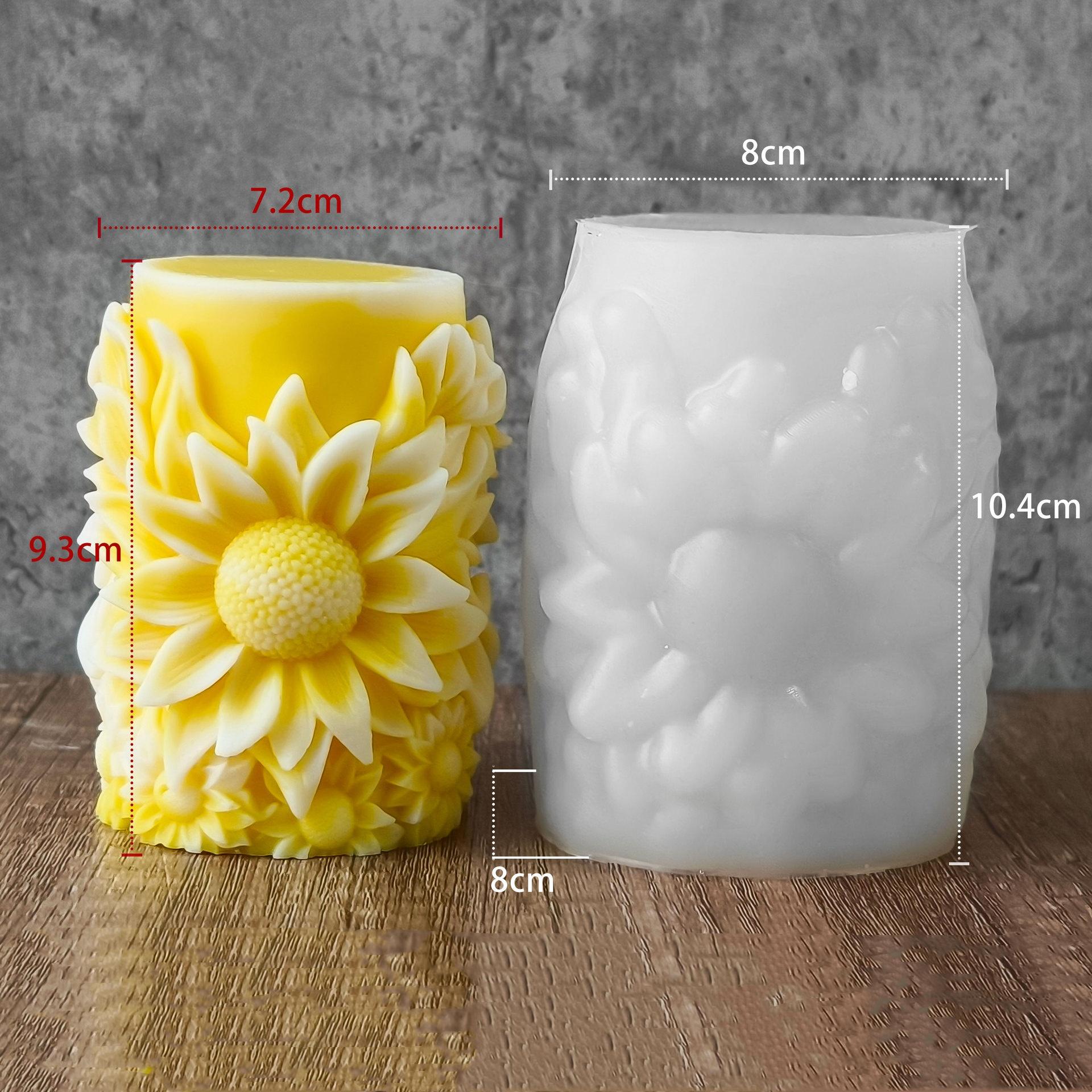 

Силиконовая форма для ароматической свечи-столбика «Подсолнух», сделай сам, форма для цилиндра с цветком ромашки, ручная работа, диффузор для мыла, форма для подтеков