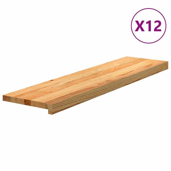 VidaXL Stair Treads 12 Pcs Light Brown 100x30x2 Cm Solid Oak 3282986