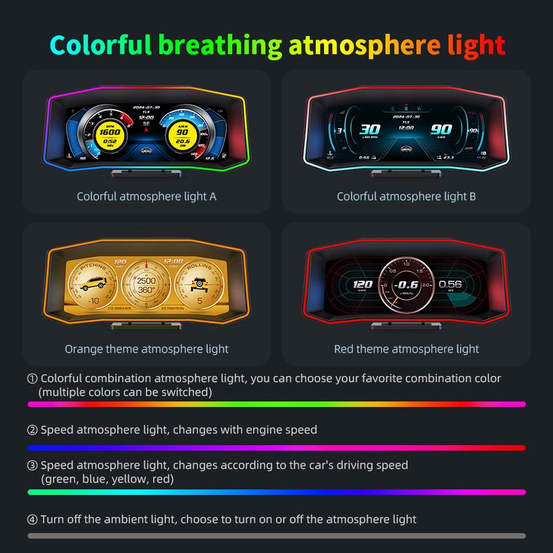 P4 OBD GPS Car Head Up Display Multi-function Smart HUD 6.2 Inch LCD Screen Car System Speed Turbine Accelerometer Slope Meter