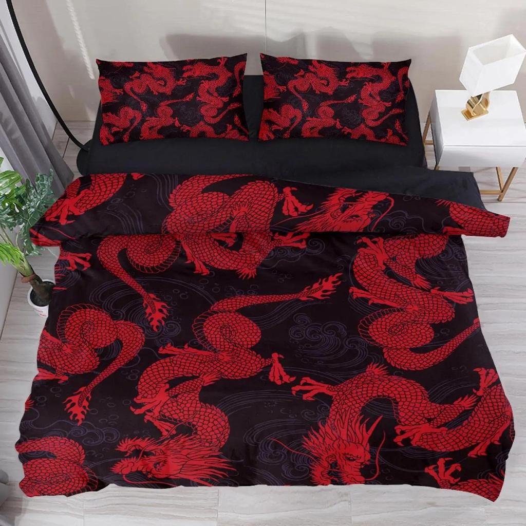 Yellow Eye of Black Dragon Duvet Cover Set Fantasy Dragon Large Monster Gothic Bedding Sets Dragon Eyes Comforter Cover 2/3PCS