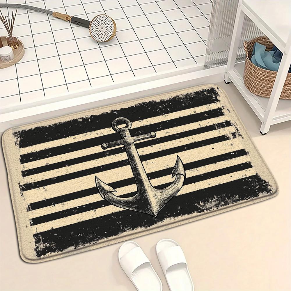 Navigations-Anker-Muster Fußmatte Geeignet für Eingangsbereich Wohnzimmer Schlafzimmer Küche Heimdekoration Teppich Eingangstür-Matte