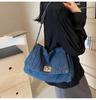 Retro casual denim bag women's 2024 new high-end chain shoulder bag large-capacity commuter tote bag