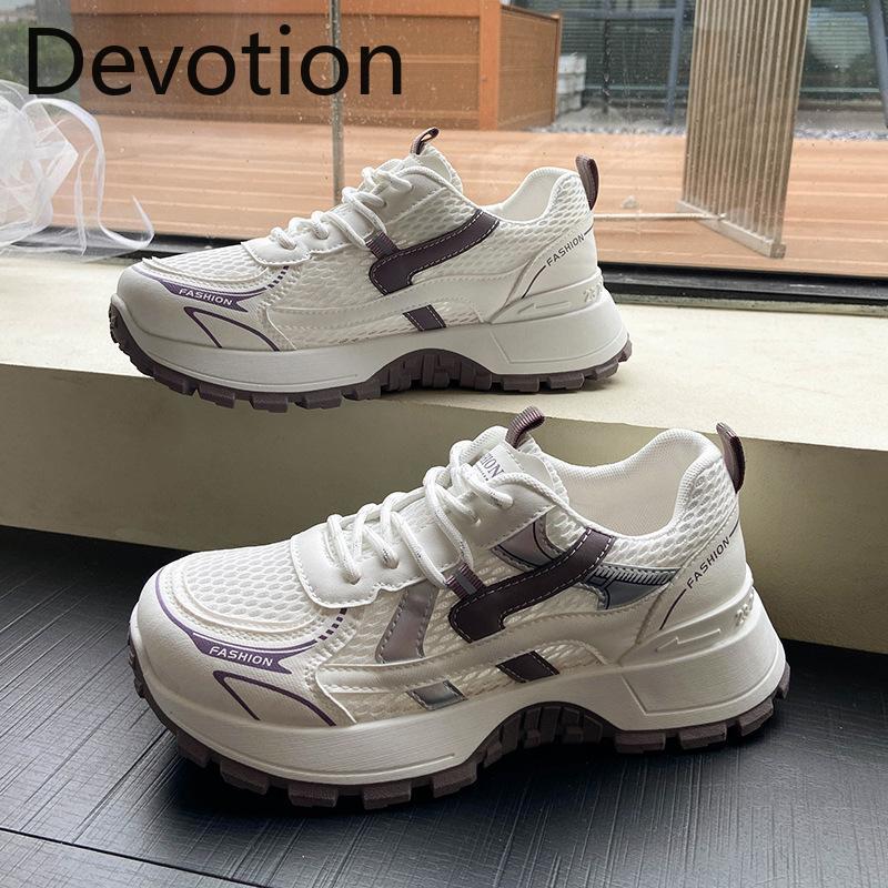 Mesh Breathable Sports Shoes, Women's Slim Style, Thick Sole, Casual Shoes Devotion
