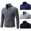Men S Stand Collar Long Sleeve Jacquard Knit Cardigan Sweater Casual Plus Size