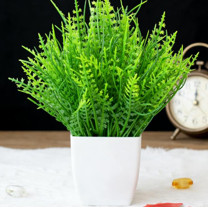 For Indoor Outdoor Artificial Persian Grass Potted Plant for Home Wedding Decoration Plastic Green Desktop Decor 18cm