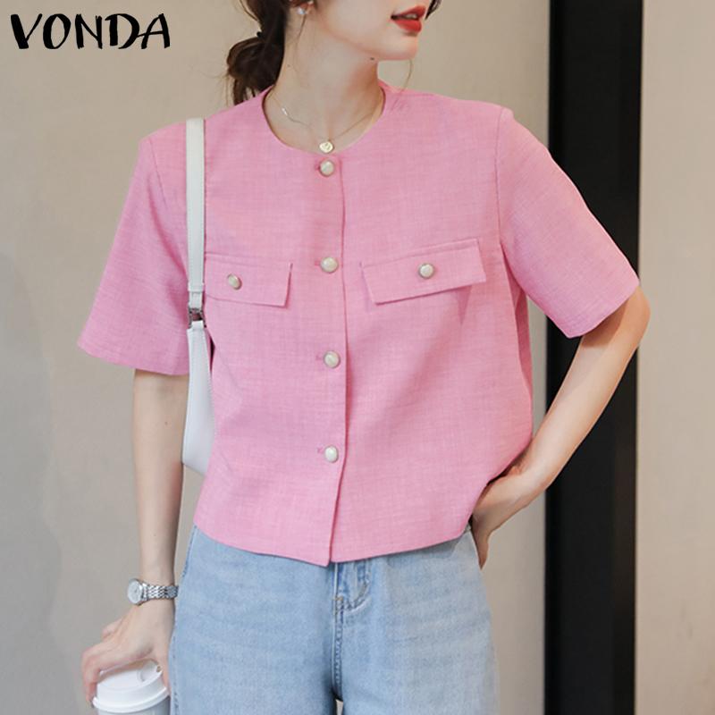 

Простые рубашки на пуговицах VONDA — стильные женские топы с коротким рукавом