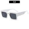 Fashion Large Frame Square Sunglasses, Personalized Versatile And Thin Retro Sunglasses, Women'S Street Photography Glasses With Diamonds