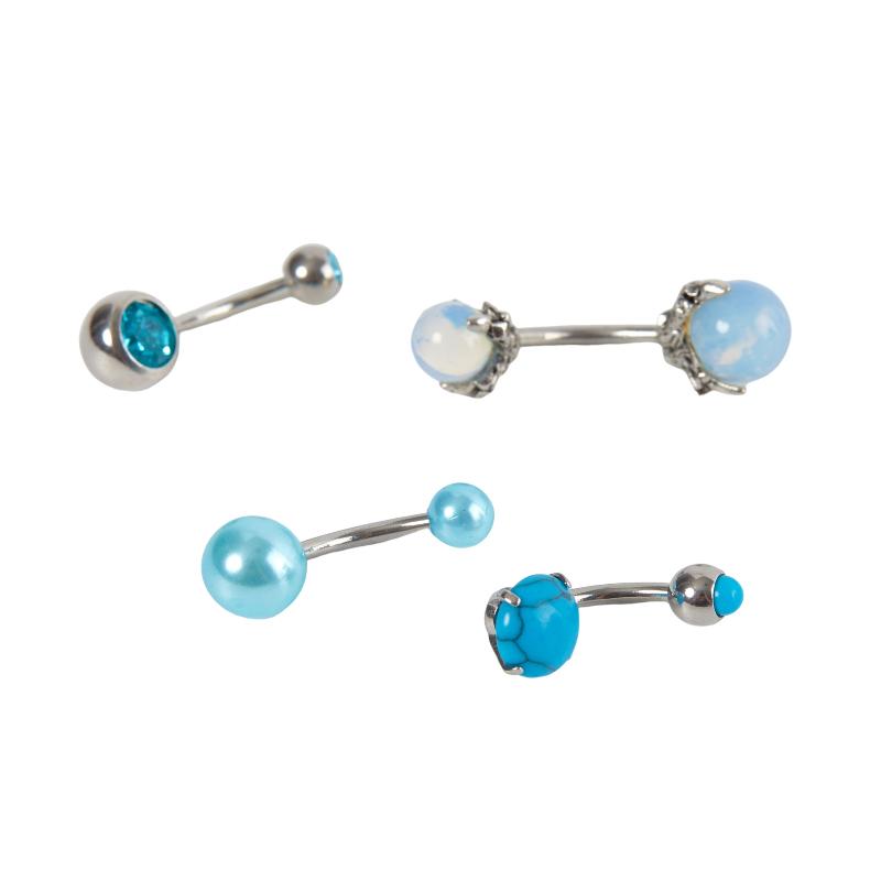 4Pcs Combination Set Belly Button Piercing Simple Piercing Jewelry Navel Ring