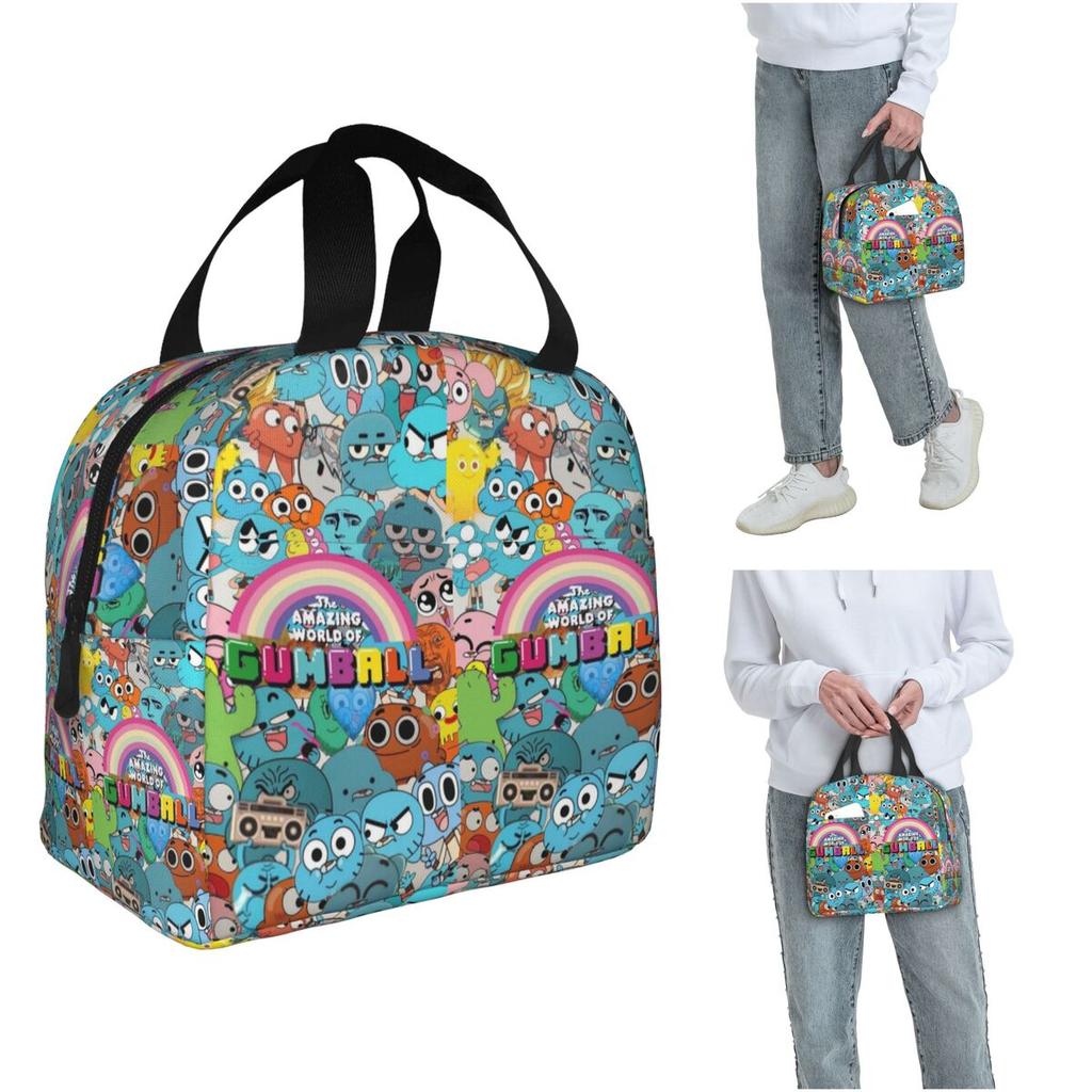 Die erstaunliche Welt von Gumball Isolierte Lunchtasche für Damen Kinder Tragbar Lebensmittelboxen Thermische Lunchbox Tragetasche