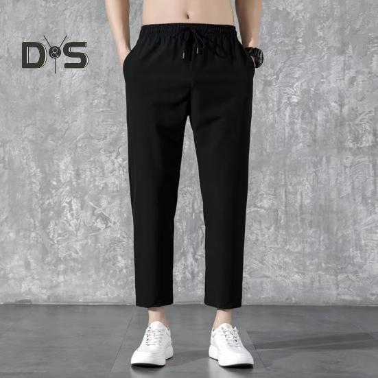 Pantaloni de vară pentru bărbați, cu buzunare întărite, cu cordon în talie, design casual, culoare solidă, pantaloni drepți