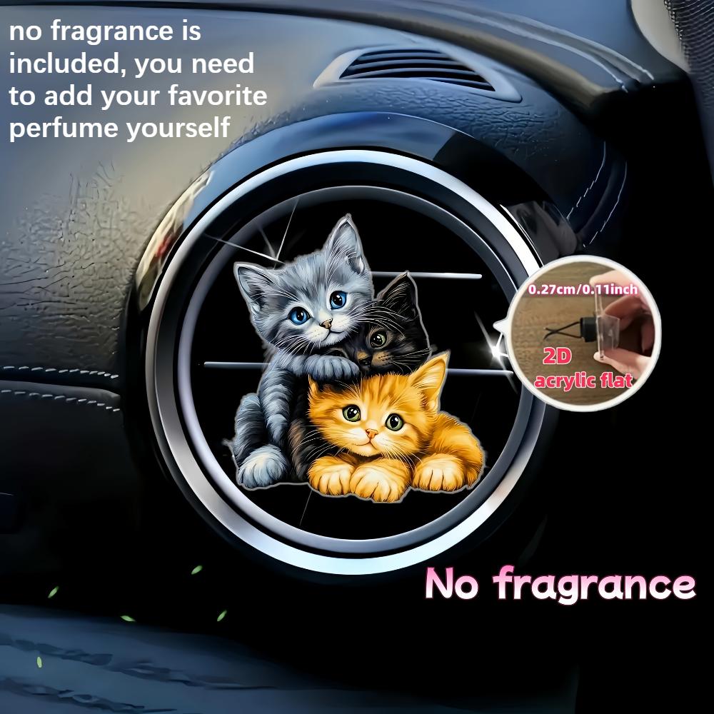 2D flat three kittens car vent clip decorative diffuser (fragrance not included),car interior decoration, aromatherapy clip,ideal for holiday gifts