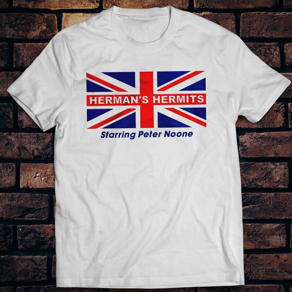Herman s Hermits starring Peter Noone T-Shirt Us Flag Rock Music Hold On! Blaze Unisex T-Shirt XXXL