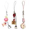 Cute Beaded Core Phone Charm Fruit Keychain Lanyard Fashion Pendant Accessory