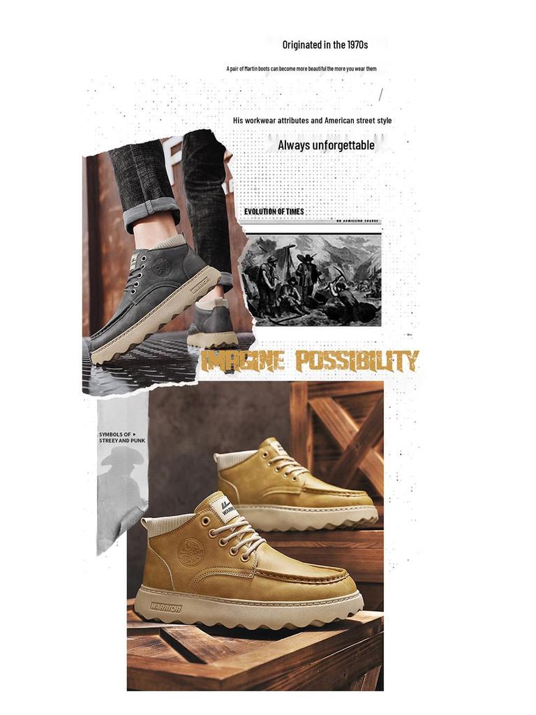 Warrior Men's Shanghai Martin Boots: Retro High-Top Skate Shoes, Aut/Winter British Workwear Style, 2025 Edition.