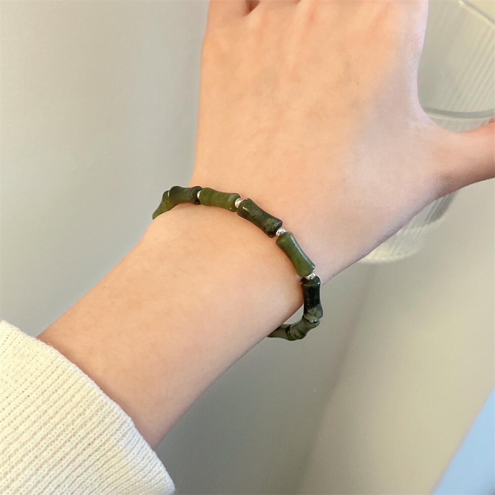 Imitation Dongling Jade Bracelet: Trendy Minimalist Lotus Design, Perfect Gift for Girlfriend