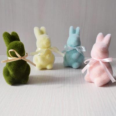5.2x5.7x9.7cm Moss Rabbit Model Toy Easter Bunny Ornament Cute Easter Decoration Bunny Figurines Home Garden Landscape Miniature