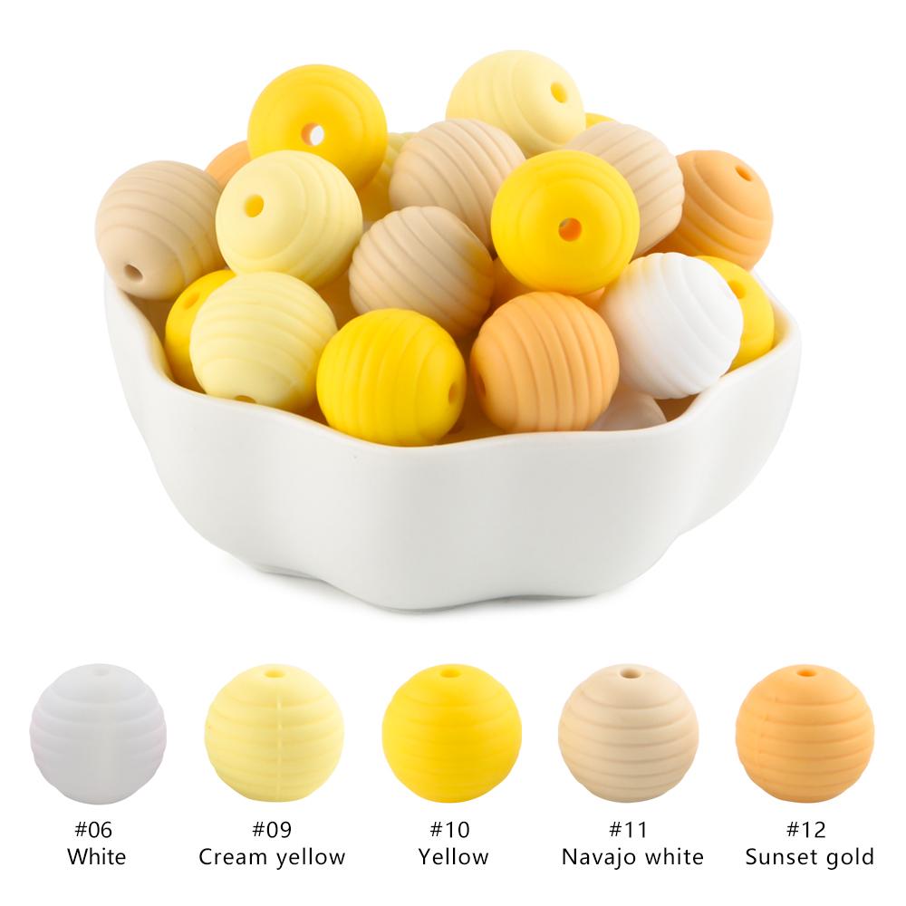 Kovict 25Pcs Threaded Silicone Beads 15mm Round Beehive Spiral Beads DIY Bracelet Necklace Accessories For Jewelry Marking