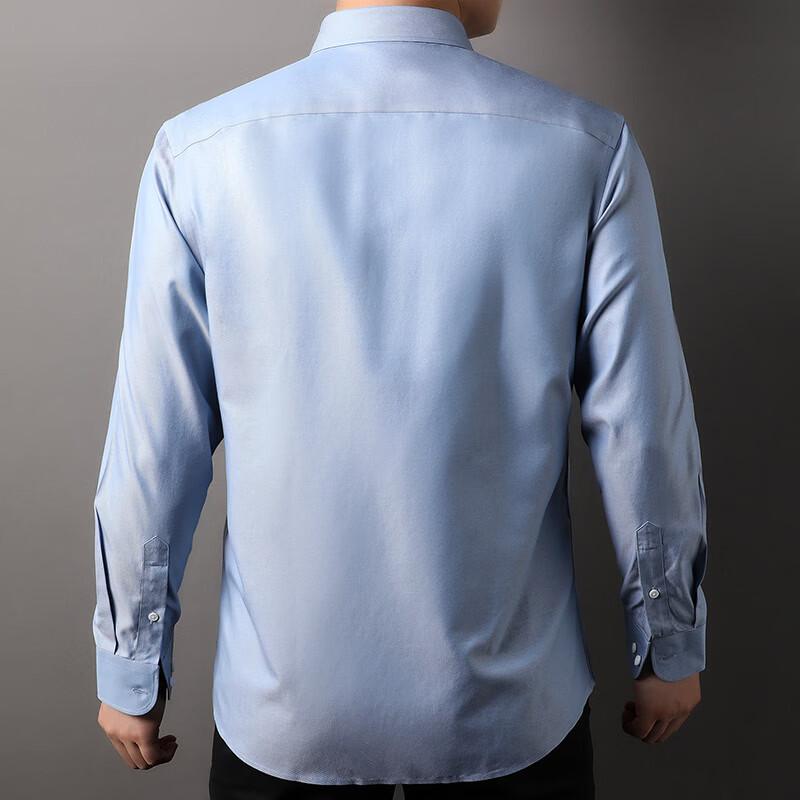 Hengyuanxiang Men's Wrinkle-Free Pure Cotton Long Sleeve Business Casual Shirt