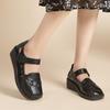 Johnature Retro Wedges Sandals Genuine Leather Breathable Shallow Soft Soled Women's Shoes