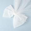 Bridal Hair Clip with Bow Faux Pearl Veil Wedding Headdress White Tulle Wedding Day Honeymoon Hair Accessory