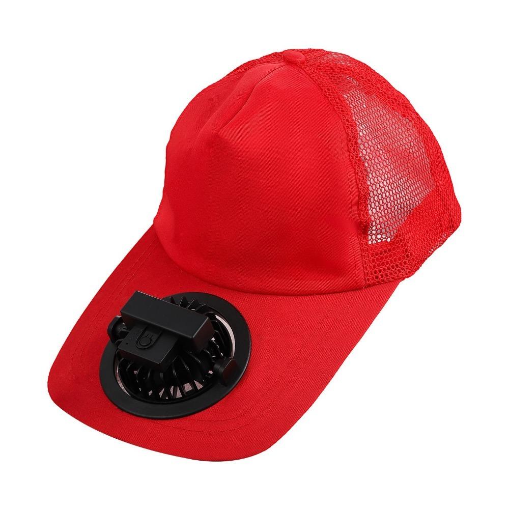 Mesh Solar Fan Cap Sun Protection Fishing Hat Cooling Technology Summer Fan Sunhat  Sun Protection Style A Red