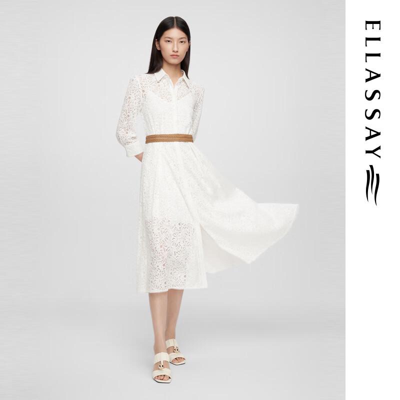 ELLASSAY Lyocell Cotton Blend Lace Shirt Dress