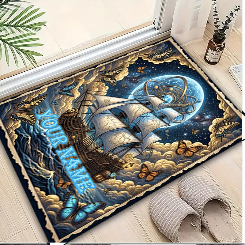 1PC Custom Name Moonlight Theme Floor Mat Ideal for Living Room, Game Rooms, Office, Bedroom,Floor Mat Playful Design