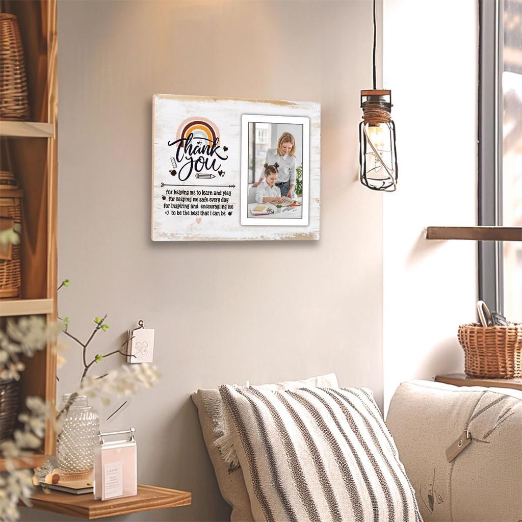 Teacher Appreciation Gifts for Teacher Mentor Tutor Coach Picture Frame with "Thank You for Helping Me Grow" Quote, Wooden Photo Frame for Retirement