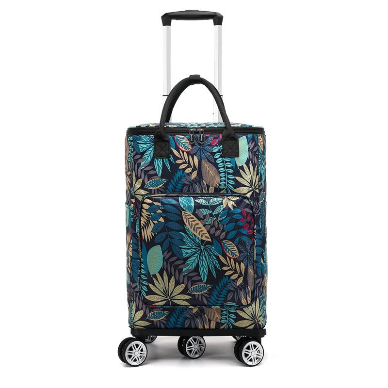 Portable Small Trolley Cart with Universal Wheels and Insulated Shopping Bag