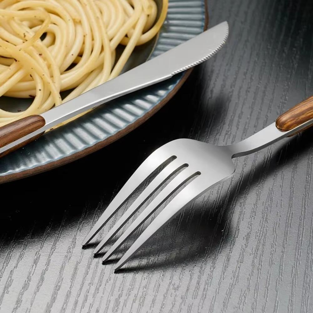 4/5pcs Gold/Silver Portugal Cutlery Set Imitation Wooden Handle Dessert Tableware  Restaurant