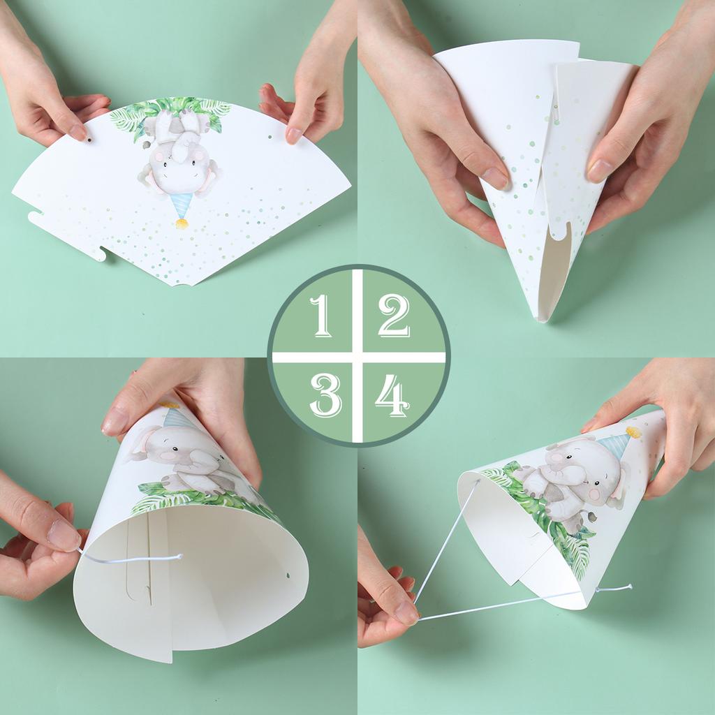 Jungle Animals Party Paper Hats Happy Birthday Party Decoration Kids Safari Animal Wild One Birthday Decor Supplies Baby Shower