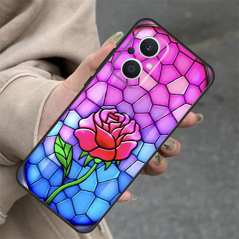 Stained Glass Rose Galaxys Case For OPPO Reno 14F 13F 12F 11F 10 12 13 14 Pro 7 8 Lite OPPO Find X5 X6 X8 X9 Pro Cover