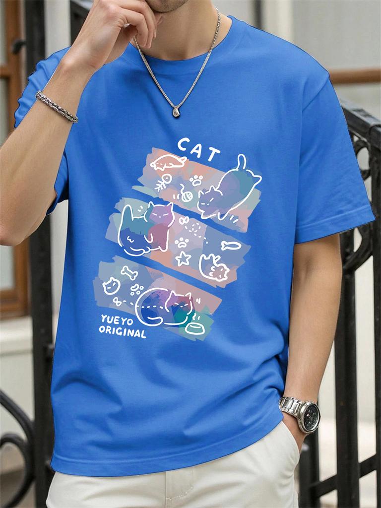 Colorful Three Cats Trendy Printing TShirts Womens Summer Cotton Short Sleeve Tees ONeck Comfortable Loose Tops Casual Clothes
